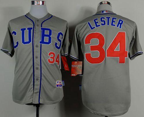 Cubs #34 Jon Lester Grey Cool Base Stitched MLB Jersey